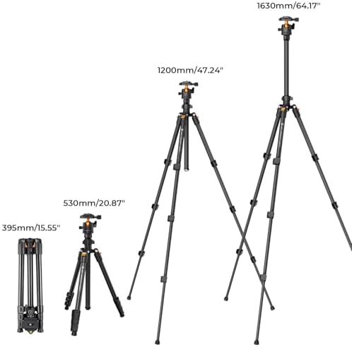 K&F CONCEPT 64 inch/163 cm Camera Tripod Lightweight Travel Outdoor DSLR Tripods with 360 Degree Ball Head Load Capacity 17 6 lbs/8 kg Cellphone Clip for Smartphone Live Streaming Vlog O234A1 BH 36