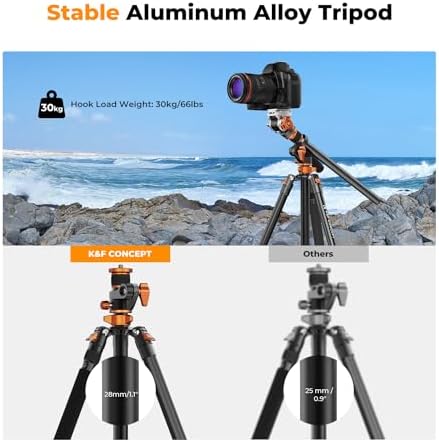 K&F CONCEPT 90/230cm Overhead Camera Tripod  Horizontal Shooting Video Tripods with Fluid Head Heavy Duty  Detachable Monopod  for Indoor and Outdoor Use T254A7 FH 03