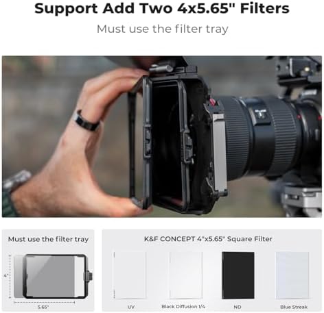 K&F CONCEPT Matte Box  DSLR Camera Matte Box with Carbon Fiber Top Flag  with 67/72/77/82/95mm Adapter Rings for 4x5 65 ND UV Filter/Circular Filter
