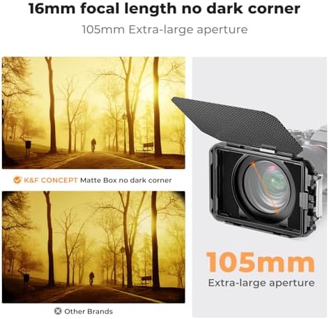 K&F CONCEPT Matte Box  DSLR Camera Matte Box with Carbon Fiber Top Flag  with 67/72/77/82/95mm Adapter Rings for 4x5 65 ND UV Filter/Circular Filter