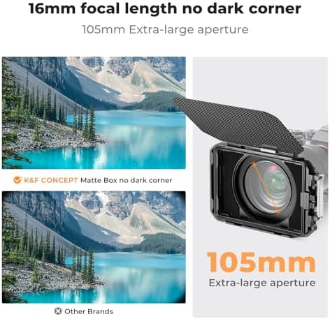 K&F CONCEPT Matte Box  DSLR Camera Matte Box with Carbon Fiber Top Flag  with 67/72/77/82/95mm Adapter Rings for 4x5 65 ND UV Filter/Circular Filter