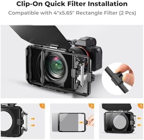 K&F CONCEPT Matte Box  DSLR Camera Matte Box with Carbon Fiber Top Flag  with 67/72/77/82/95mm Adapter Rings for 4x5 65 ND UV Filter/Circular Filter