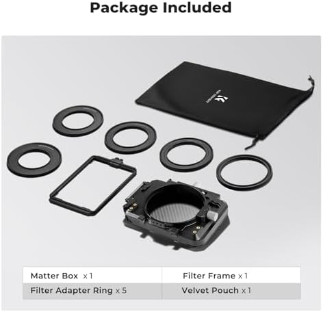 K&F CONCEPT Matte Box  DSLR Camera Matte Box with Carbon Fiber Top Flag  with 67/72/77/82/95mm Adapter Rings for 4x5 65 ND UV Filter/Circular Filter