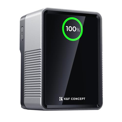 K&F CONCEPT V Mount Battery 99Wh with PD100W Fast Charging 14 8V 6700mAh Mini V Mount Battery with DC/D Tap/Dual USB C/USB A/TFT Display/240W Charging Cable for Camera Camcorder Video Light Monitor