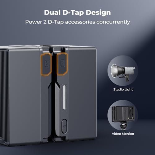 K&F CONCEPT V Mount Battery  99Wh 6700mAh V Mount Battery with PD 100W USB C Fast Charging  with Dual D TAP/A/USB C/DC/TFT Display/Emergency Light for Camera  Camcorder  Monitor  Video Light