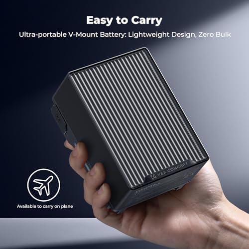 K&F CONCEPT V Mount Battery  99Wh 6700mAh V Mount Battery with PD 100W USB C Fast Charging  with Dual D TAP/A/USB C/DC/TFT Display/Emergency Light for Camera  Camcorder  Monitor  Video Light