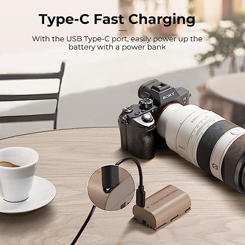 K&F Concept 2 Pack LP E6NH Battery with USB C 2H Fast Charging R7 Battery Compatible with Canon R7 R6 R5  5D 6D 7D Mark II III IV  90D 80D 70D  2250mAh