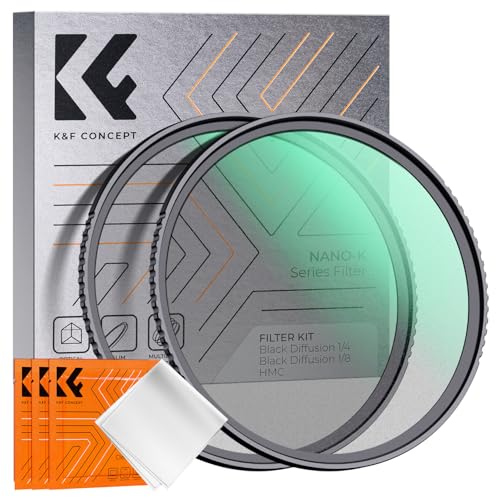 K&F Concept 67mm Black Diffusion 1/4 & 1/8 Filters Kit Mist Cinematic Effect Filters Set with Multi Layer Coated for Camera Lens   K Series