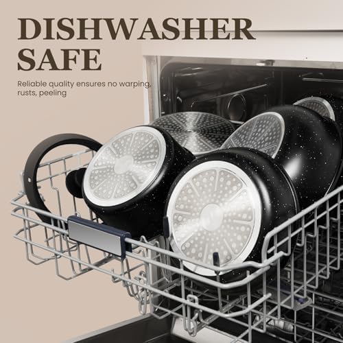 KIKCOIN Juego de 20 ollas y sartenes antiadherentes, con mango desmontable, antiadherentes, no tóxicas, juego de cocina para autocaravana con asas extraíbles, apto para lavavajillas y horno, fácil de