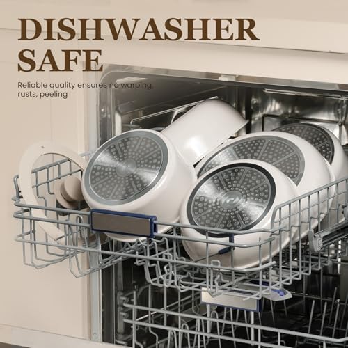 KIKCOIN Juego de 20 ollas y sartenes antiadherentes, con mango desmontable, antiadherentes, no tóxicas, juego de cocina para autocaravana con asas extraíbles, apto para lavavajillas y horno, fácil de