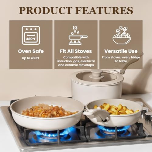 KIKCOIN Juego de 20 ollas y sartenes antiadherentes, con mango desmontable, antiadherentes, no tóxicas, juego de cocina para autocaravana con asas extraíbles, apto para lavavajillas y horno, fácil de