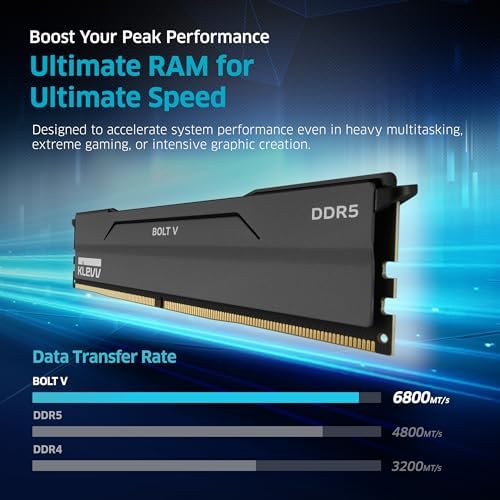 KLEVV Bolt V DDR5 32GB  2x16GB  6000MHz CL28 SK Hynix A Die 1 35V Gaming Desktop Ram Memory XMP 3 0 / AMD Expo Ready  KD5AGUA80 60B280H 