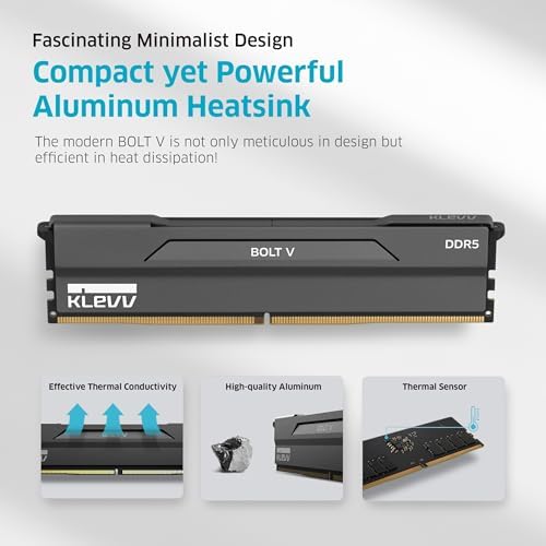 KLEVV Bolt V DDR5 32GB  2x16GB  6000MHz CL28 SK Hynix A Die 1 35V Gaming Desktop Ram Memory XMP 3 0 / AMD Expo Ready  KD5AGUA80 60B280H 