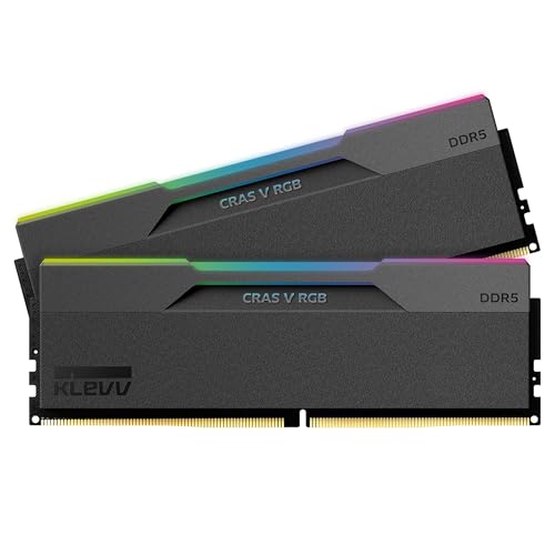 KLEVV CRAS V RGB DDR5 48GB  2x24GB  6400MHz CL32 SK Hynix A Die 1 35V Gaming Desktop Ram Memory XMP 3 0 / AMD Expo Ready   Black  KD5KGUD80 64A320G 
