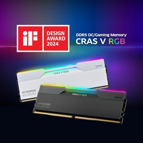KLEVV CRAS V RGB DDR5 48GB  2x24GB  6400MHz CL32 SK Hynix A Die 1 35V Gaming Desktop Ram Memory XMP 3 0 / AMD Expo Ready   Black  KD5KGUD80 64A320G 