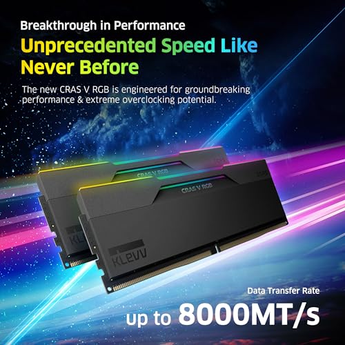KLEVV CRAS V RGB DDR5 48GB  2x24GB  6400MHz CL32 SK Hynix A Die 1 35V Gaming Desktop Ram Memory XMP 3 0 / AMD Expo Ready   Black  KD5KGUD80 64A320G 