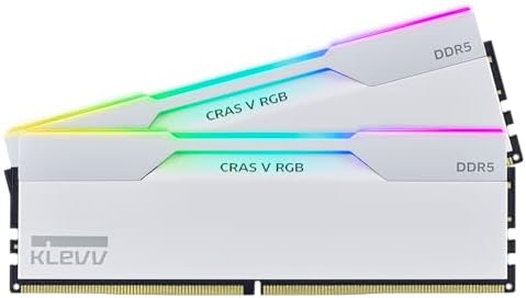 KLEVV CRAS V RGB DDR5 32GB  2x16GB  6400MHz CL30 SK Hynix A Die 1 35V Gaming Desktop Ram Memory XMP 3 0 / AMD Expo Ready   White  KD5AGUA80 64B300J