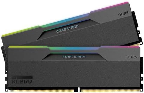 KLEVV CRAS V RGB DDR5 32GB  2x16GB  6400MHz CL30 SK Hynix A Die 1 35V Gaming Desktop Ram Memory XMP 3 0 / AMD Expo Ready   White  KD5AGUA80 64B300J