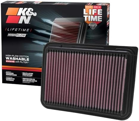 K&N High Flow Original Lifetime Engine Air Filter  Increase Power  Premium  Washable  Compatible with Pontiac/Scion/Toyota   See Product Description for Select Models  33 2360