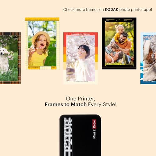 KODAK Mini 2 Retro 4PASS Portable Photo Printer  2 1x3 4 inches  Initial 8 Sheets   30 Sheets Bundle  Black