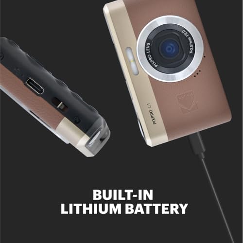 KODAK PIXPRO C1 Friendly Zoom Digital Camera   13MP Compact Point and Shoot with 2 8  180  Tilt LCD Flip Screen  Retro Vintage Design with 4X Zoom and 1080P Full HD Video for Travel  Vlogging  Brown