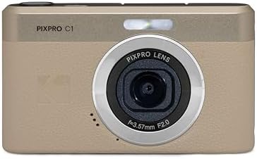 KODAK PIXPRO C1 Friendly Zoom Digital Camera   13MP Compact Point and Shoot with 2 8  180  Tilt LCD Flip Screen  Retro Vintage Design with 4X Zoom and 1080P Full HD Video for Travel  Vlogging  Brown