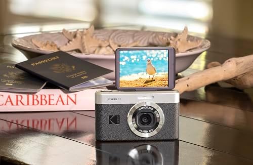 KODAK PIXPRO C1 Friendly Zoom Digital Camera   13MP Compact Point and Shoot with 2 8  180  Tilt LCD Flip Screen  Retro Vintage Design with 4X Zoom and 1080P Full HD Video for Travel  Vlogging  Brown