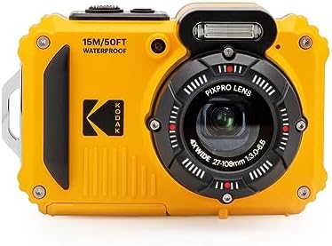 KODAK PIXPRO WPZ2 Waterproof Digital Camera  16MP with 4X Optical Zoom  Shockproof  Dustproof  1080p Video  Wi Fi  Yellow