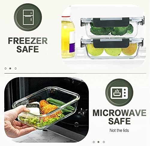 KOMUEE 30 Pieces Glass Food Storage Containers Set  Glass Meal Prep Containers Set with Snap Locking Lids  Airtight lunch Containers for Microwave  Oven  Freezer & Dishwasher Gray