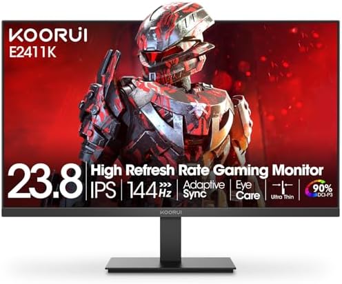 KOORUI 24 5 Inch Gaming Monitor 200Hz  1ms  FHD 1920   1080p  IPS Display  HDR400  90  DCI P3 Color Gamut with Adaptive Sync  HDMI & DP Port  Black  G2511P