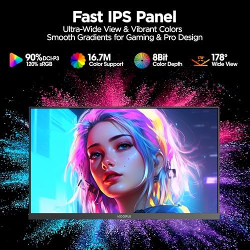 KOORUI 24 5 Inch Gaming Monitor 200Hz  1ms  FHD 1920   1080p  IPS Display  HDR400  90  DCI P3 Color Gamut with Adaptive Sync  HDMI & DP Port  Black  G2511P