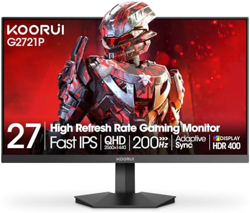 KOORUI 24 5 Inch Gaming Monitor 200Hz  1ms  FHD 1920   1080p  IPS Display  HDR400  90  DCI P3 Color Gamut with Adaptive Sync  HDMI & DP Port  Black  G2511P