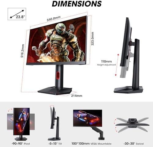 KOORUI 24 5 Inch Gaming Monitor 200Hz  1ms  FHD 1920   1080p  IPS Display  HDR400  90  DCI P3 Color Gamut with Adaptive Sync  HDMI & DP Port  Black  G2511P