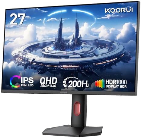KOORUI 24 5 Inch Gaming Monitor 200Hz  1ms  FHD 1920   1080p  IPS Display  HDR400  90  DCI P3 Color Gamut with Adaptive Sync  HDMI & DP Port  Black  G2511P