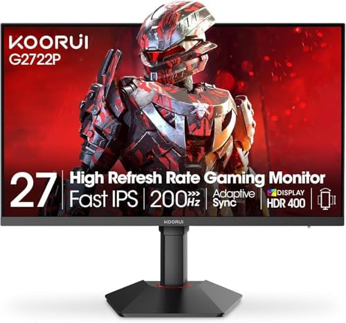 KOORUI 24 Inch Gaming Monitor 144Hz Full HD 1920 x 1080p IPS Ultra Slim Display with HDMI VGA  Adaptive Sync  99  SRGB  VESA 100x100mm  Eye Care  Tilt  HDMI 2 0  Black  E2411K
