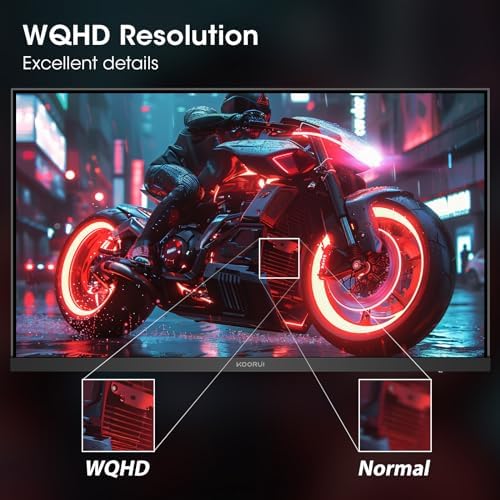 KOORUI 27 Gaming Monitor  200Hz 1ms Fast IPS  WQHD  2560 x 1440p  HDR 400 Display  DCI P3 95  Color Gamut  FreeSync Premium  Adaptive G Sync  HDMI x 2  DisplayPort  G2721P