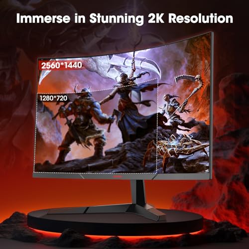 KOORUI 27 Inch Curved Gaming Monitor QHD  2560 x 1440  180Hz  1ms 1500R Display  Adaptive Sync  90  DCI P3  HDMI 2 0 & DisplayPort 1 4  VESA  Tilt  Eye Care  27E6QCA