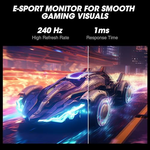 KOORUI 27 Inch QHD Gaming Monitor  200Hz Monitor  1ms  Fast IPS  HDR400  95  DCI P3 Color Gamut  Height/Pivot/Tilt Adjustability  Adaptive Sync Technology  HDMI & DP Ports  2K Display  Black G2722P