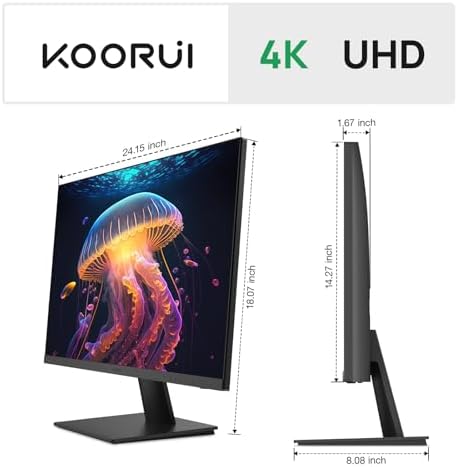KOORUI 27 Inch QHD Gaming Monitor  200Hz Monitor  1ms  Fast IPS  HDR400  95  DCI P3 Color Gamut  Height/Pivot/Tilt Adjustability  Adaptive Sync Technology  HDMI & DP Ports  2K Display  Black G2722P