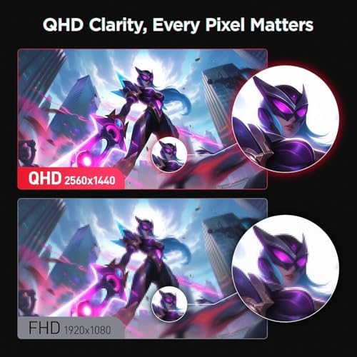 KOORUI 27 Inch QHD Gaming Monitor  200Hz Monitor  1ms  Fast IPS  HDR400  95  DCI P3 Color Gamut  Height/Pivot/Tilt Adjustability  Adaptive Sync Technology  HDMI & DP Ports  2K Display  Black G2722P