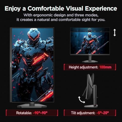 KOORUI 27 Inch QHD Gaming Monitor  200Hz Monitor  1ms  Fast IPS  HDR400  95  DCI P3 Color Gamut  Height/Pivot/Tilt Adjustability  Adaptive Sync Technology  HDMI & DP Ports  2K Display  Black G2722P