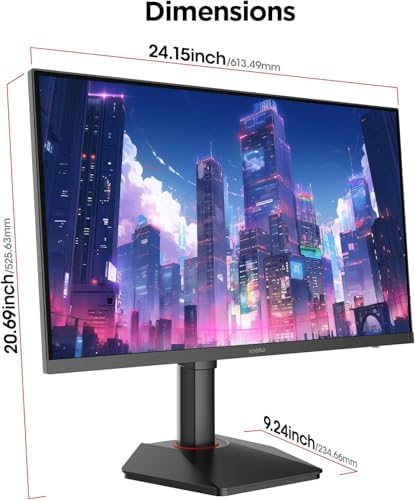 KOORUI 27 Inch QHD Gaming Monitor  200Hz Monitor  1ms  Fast IPS  HDR400  95  DCI P3 Color Gamut  Height/Pivot/Tilt Adjustability  Adaptive Sync Technology  HDMI & DP Ports  2K Display  Black G2722P