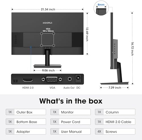 KOORUI 27 Inch QHD Gaming Monitor  200Hz Monitor  1ms  Fast IPS  HDR400  95  DCI P3 Color Gamut  Height/Pivot/Tilt Adjustability  Adaptive Sync Technology  HDMI & DP Ports  2K Display  Black G2722P