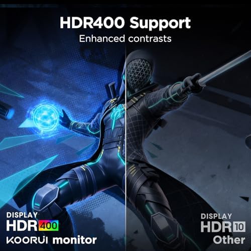 KOORUI 27 Inch QHD Gaming Monitor  200Hz Monitor  1ms  Fast IPS  HDR400  95  DCI P3 Color Gamut  Height/Pivot/Tilt Adjustability  Adaptive Sync Technology  HDMI & DP Ports  2K Display  Black G2722P