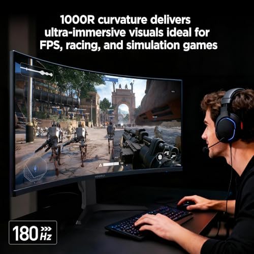 KOORUI 27 Inch QHD Gaming Monitor  200Hz Monitor  1ms  Fast IPS  HDR400  95  DCI P3 Color Gamut  Height/Pivot/Tilt Adjustability  Adaptive Sync Technology  HDMI & DP Ports  2K Display  Black G2722P