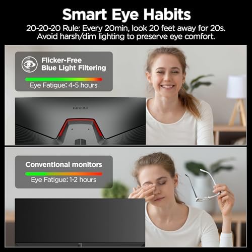 KOORUI 27 Inch QHD Gaming Monitor  200Hz Monitor  1ms  Fast IPS  HDR400  95  DCI P3 Color Gamut  Height/Pivot/Tilt Adjustability  Adaptive Sync Technology  HDMI & DP Ports  2K Display  Black G2722P