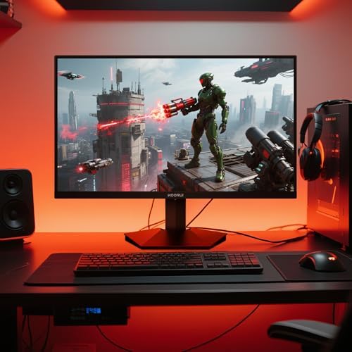KOORUI 27 Inch QHD Gaming Monitor  200Hz Monitor  1ms  Fast IPS  HDR400  95  DCI P3 Color Gamut  Height/Pivot/Tilt Adjustability  Adaptive Sync Technology  HDMI & DP Ports  2K Display  Black G2722P
