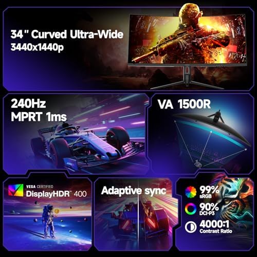 KOORUI 27 Inch QHD Gaming Monitor  200Hz Monitor  1ms  Fast IPS  HDR400  95  DCI P3 Color Gamut  Height/Pivot/Tilt Adjustability  Adaptive Sync Technology  HDMI & DP Ports  2K Display  Black G2722P