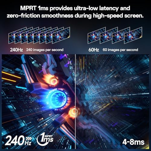 KOORUI 27 Inch QHD Gaming Monitor  200Hz Monitor  1ms  Fast IPS  HDR400  95  DCI P3 Color Gamut  Height/Pivot/Tilt Adjustability  Adaptive Sync Technology  HDMI & DP Ports  2K Display  Black G2722P