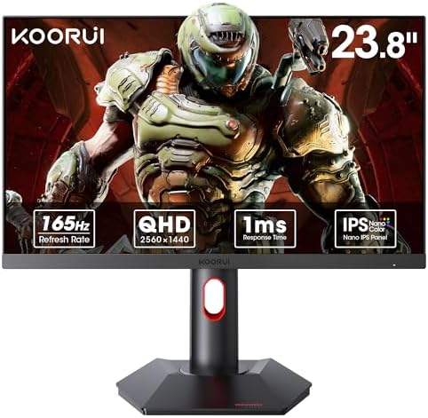KOORUI 27 Inch QHD Gaming Monitor  200Hz Monitor  1ms  Fast IPS  HDR400  95  DCI P3 Color Gamut  Height/Pivot/Tilt Adjustability  Adaptive Sync Technology  HDMI & DP Ports  2K Display  Black G2722P